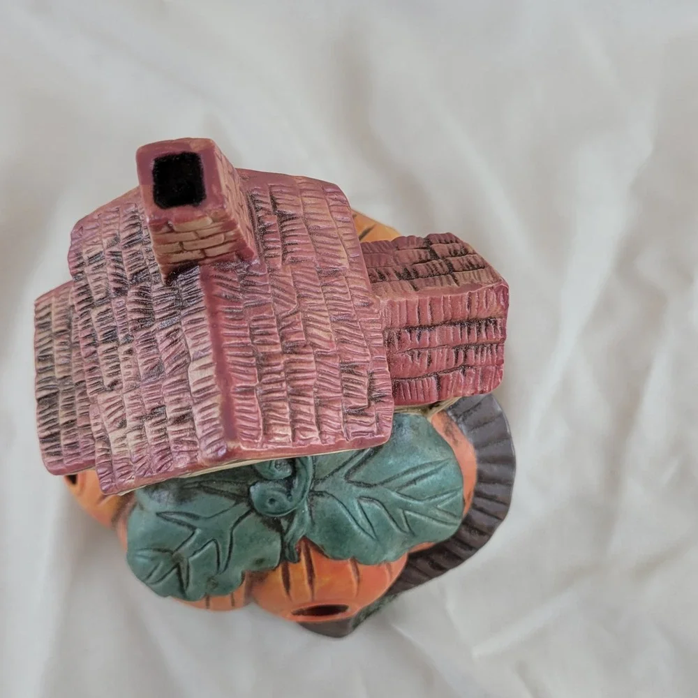 Lighted Pumpkin House Whimsical Fall Fairy Garden Village Building NO LIGHT Vtg